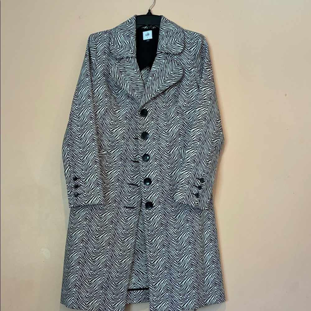 CAbi style # 4034 Monochrome Zigzag Trench Coat